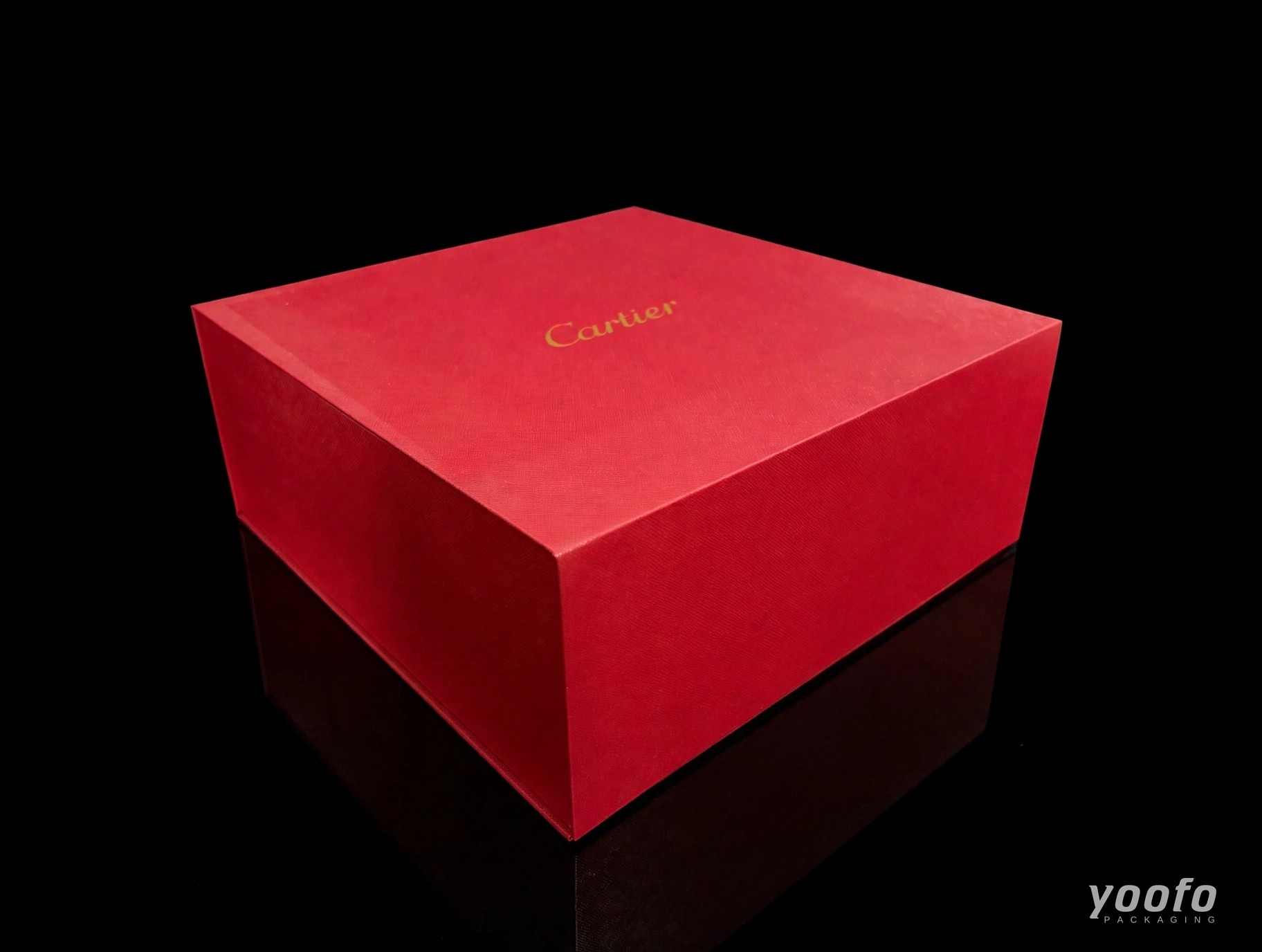 골드 포일 로고 레드 리지드 기프트 박스 · 럭셔리 기프트 박스 · Yoofo Packaging